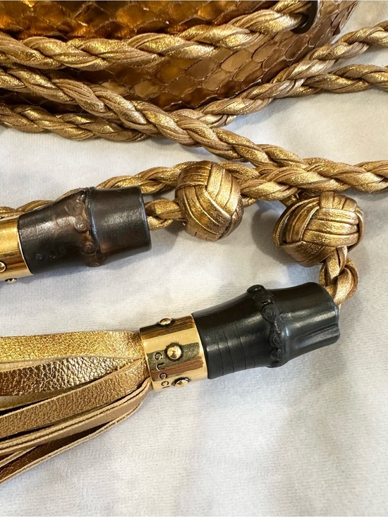 Gucci Gold Snakeskin Tassel Waist Belt